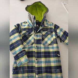 Burton Plaid Hooded Jacket in Navy, Lime & Teal